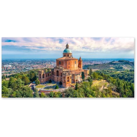 Lupia - Quadro moderno su Tela Canvas DEEP 65X143 cm, con paesaggi e localismi italiani, per casa, soggiorno, capezzale camera da letto, hotel, ufficio, BOLOGNA - SANTUARIO DI SAN LUCA