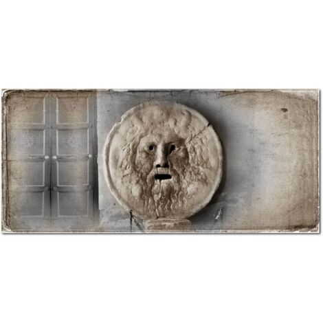 Lupia - Quadro moderno su Tela Canvas DEEP 65X143 cm, con paesaggi e localismi italiani, per casa, soggiorno, capezzale camera da letto, hotel, ufficio, ROMA - BOCCA DELLA VERITa' MIX