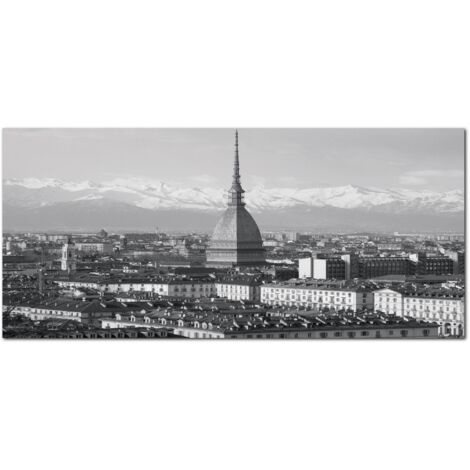 Lupia - Quadro moderno su Tela Canvas DEEP 65X143 cm, con paesaggi e localismi italiani, per casa, soggiorno, capezzale camera da letto, hotel, ufficio, TORINO - LA MOLE