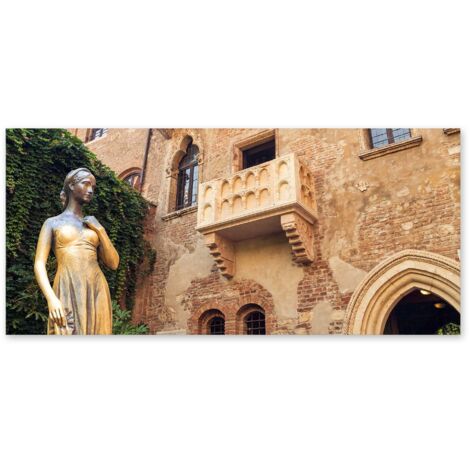 Lupia - Quadro moderno su Tela Canvas DEEP 65X143 cm, con paesaggi e localismi italiani, per casa, soggiorno, capezzale camera da letto, hotel, ufficio, VERONA - CASA DI GIULIETTA