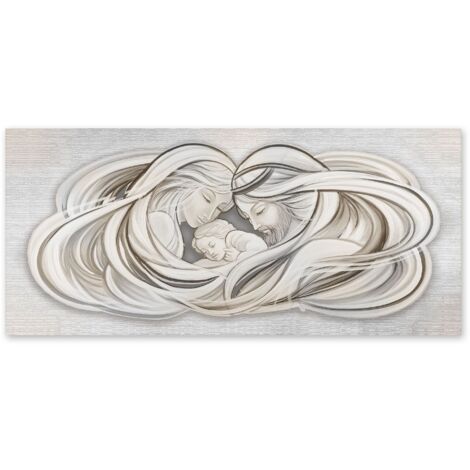 Lupia - Quadro moderno su Tela Canvas DEEP 65x143 cm SACRA FAMIGLIA 1 MIX Tela Cotone, Stampa, Made in Italy, Telaio in Legno, amore e famiglia, casa soggiorno capezzale camera da letto hotel ufficio