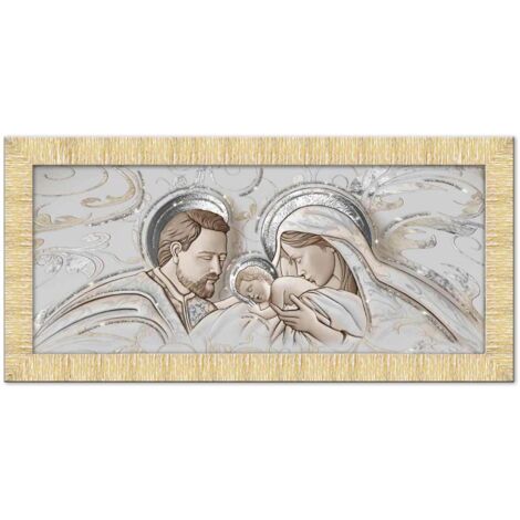 Lupia - Quadro Moderno su tela con Cornice PRINCE Multicolor THE KISS CERAMIC MIX GOLD, con Glitter brillantini, 63x133 cm, per Soggiorno, Camera da Letto, Testata Letto, Capezzale, Sacra Famiglia