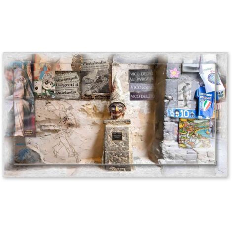 Lupia - Quadro moderno su Tela con Cornice stampata NEWEXT 75x135 cm, paesaggi localismi italiani, per casa soggiorno capezzale camera da letto hotel ufficio, NAPOLI SCORCIO VICOLO