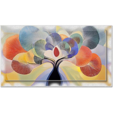 Lupia - Quadro moderno su Tela con Cornice stampata, NEWEXT 75x135 cm TREE GRAND LEAVES, stampa tela in cotone e cornice mdf, Albero della Vita, per soggiorno, camera da letto, cucina, ufficio