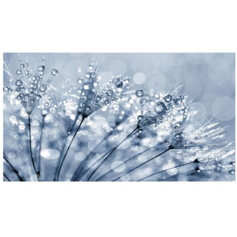 Lupia Quadro Moderno, Vetro Acrilico Plexy, Facile da appendere, da parete, stampa con Colori intensi, prodotto in Italia, 100x150 cm DANDELION BLU