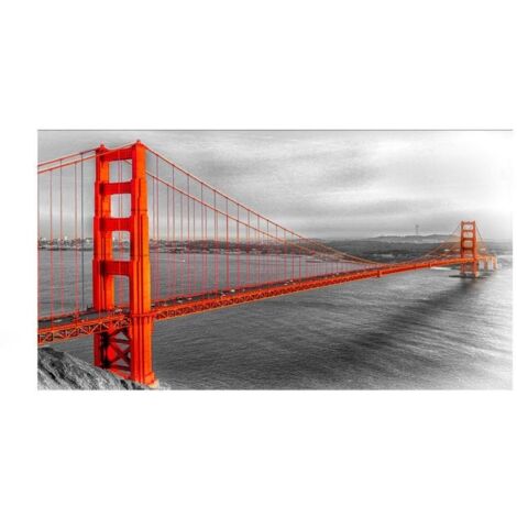 Lupia Quadro Moderno, Vetro Acrilico Plexy, Facile da appendere, da parete, stampa con Colori intensi, prodotto in Italia, 100x180 cm GOLDEN GATE