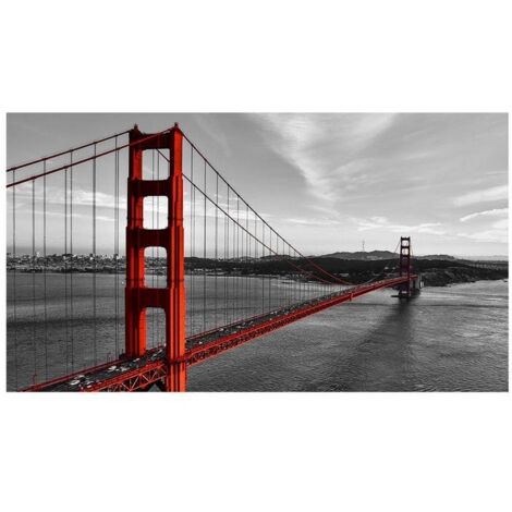 Lupia Quadro Moderno, Vetro Acrilico Plexy, Facile da appendere, da parete, stampa con Colori intensi, prodotto in Italia, 100x180 cm GOLDEN GATE BLACK