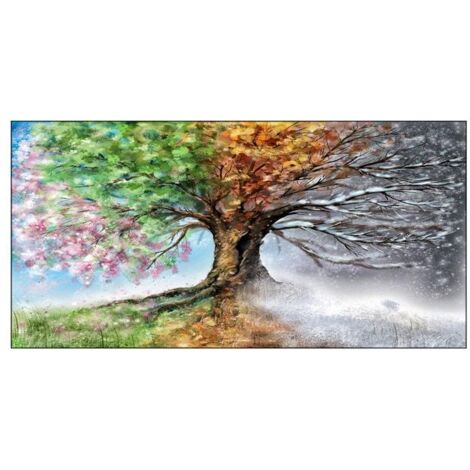 Lupia Quadro Moderno, Vetro Acrilico Plexy, Facile da appendere, da parete, stampa con Colori intensi, prodotto in Italia, 100x180 cm QUATTRO STAGIONI