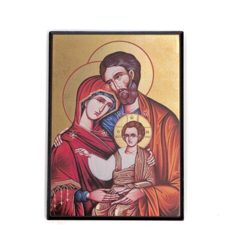 Lupia - Quadro SACRA FAMIGLIA Icona CLASSICA su tavola effetto Legno con foglia Oro 30x42 cm