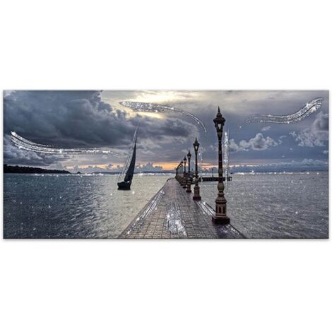 Lupia - Quadro su tela con glitter BRILLANT ALBA SUL MOLO 52X122 cm