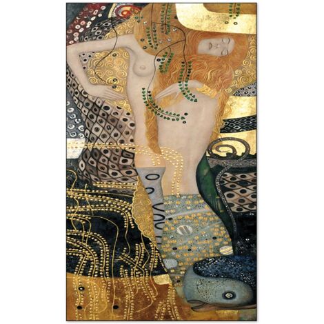 Lupia - Quadro su Tela il Meglio dell'Arte, 45x75 cm BISCE D'ACQUA KLIMT, Riproduzione d'Arte su Tela, Montato su Telaio in Legno 3 cm, Made in Italy