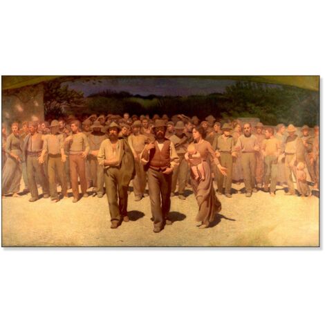 Lupia - Quadro su Tela il Meglio dell'Arte, 45x75 cm IL QUARTO STATO - PELLIZZA DA VOLPEDO, Riproduzione d'Arte su Tela, Montato su Telaio in Legno 3 cm, Made in Italy