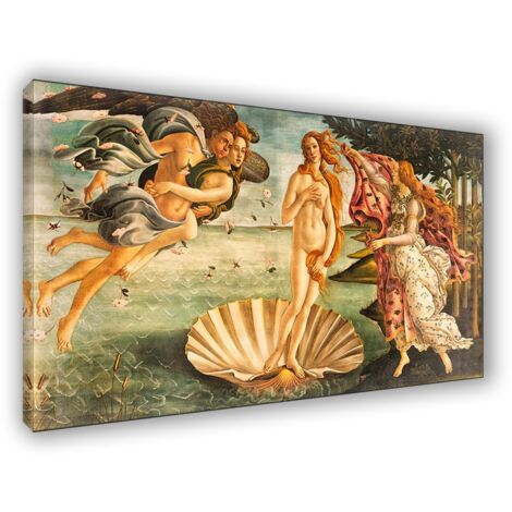 Lupia - Quadro su Tela il Meglio dell'Arte, 45x75 cm LA NASCITA DI VENERE - BOTTICELLI, Riproduzione d'Arte su Tela, Montato su Telaio in Legno 3 cm, Made in Italy