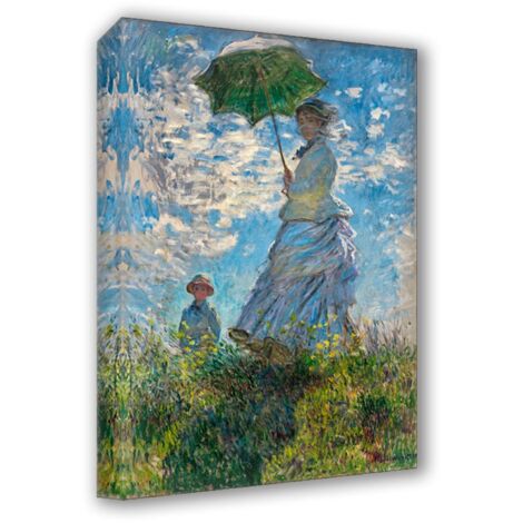 Lupia - Quadro su Tela il Meglio dell'Arte, 50x70 cm LA PASSEGGIATA - MONET, Riproduzione d'Arte su Tela, Montato su Telaio in Legno 3 cm, Made in Italy