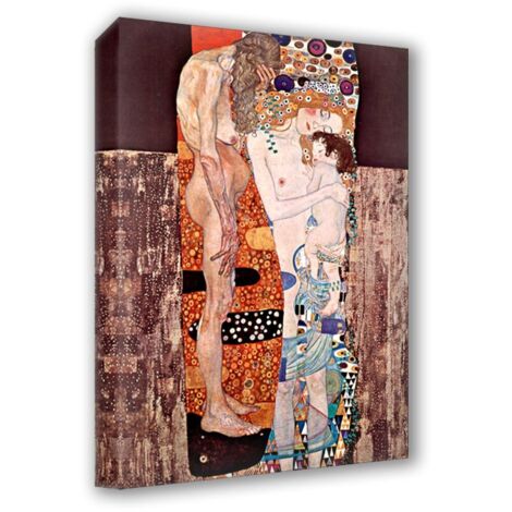 Lupia - Quadro su Tela il Meglio dell'Arte, 50x70 cm LE TRE ETA - KLIMT, Riproduzione d'Arte su Tela, Montato su Telaio in Legno 3 cm, Made in Italy