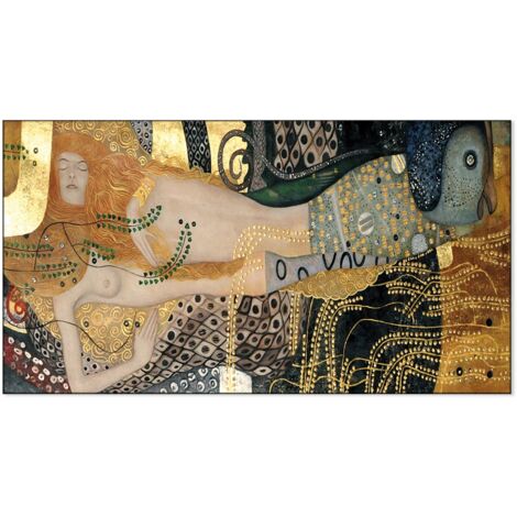 Lupia - Quadro su Tela il Meglio dell'Arte, 62x115 cm BISCE D'ACQUA KLIMT, Riproduzione d'Arte su Tela, Montato su Telaio in Legno 3 cm, Made in Italy