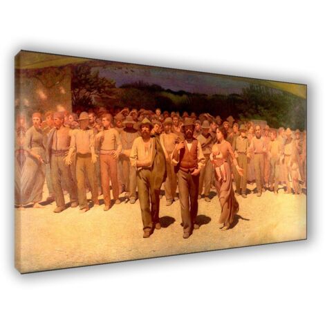 Lupia - Quadro su Tela il Meglio dell'Arte, 62x115 cm IL QUARTO STATO - PELLIZZA DA VOLPEDO, Riproduzione d'Arte su Tela, Montato su Telaio in Legno 3 cm, Made in Italy
