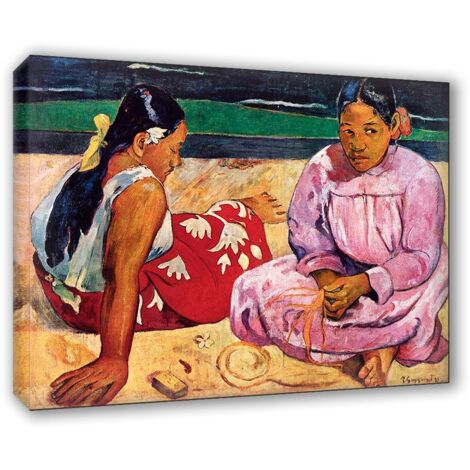 Lupia - Quadro su Tela il Meglio dell'Arte, 70x100 cm DUE DONNE THAITIANE - GAUGUIN, Riproduzione d'Arte su Tela, Montato su Telaio in Legno 3 cm, Made in Italy