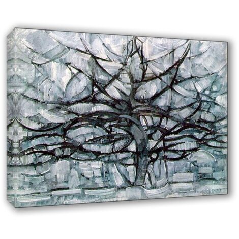 Lupia - Quadro su Tela il Meglio dell'Arte, 70x100 cm GRAY TREE - MONDRIAN, Riproduzione d'Arte su Tela, Montato su Telaio in Legno 3 cm, Made in Italy