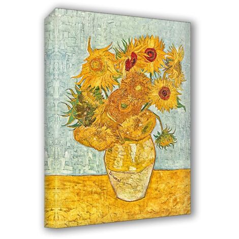 Lupia - Quadro su Tela il Meglio dell'Arte, 70x100 cm I GIRASOLI - VAN GOGH, Riproduzione d'Arte su Tela, Montato su Telaio in Legno 3 cm, Made in Italy