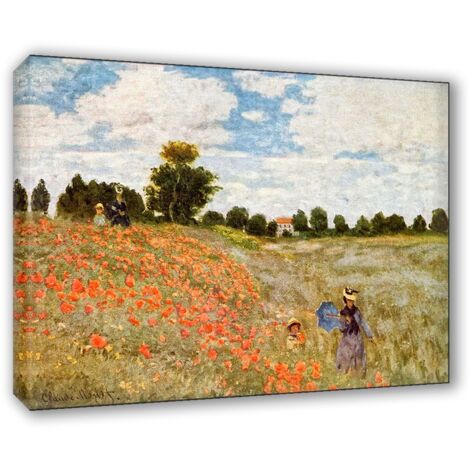 Lupia - Quadro su Tela il Meglio dell'Arte, 70x100 cm I PAPAVERI - MONET, Riproduzione d'Arte su Tela, Montato su Telaio in Legno 3 cm, Made in Italy