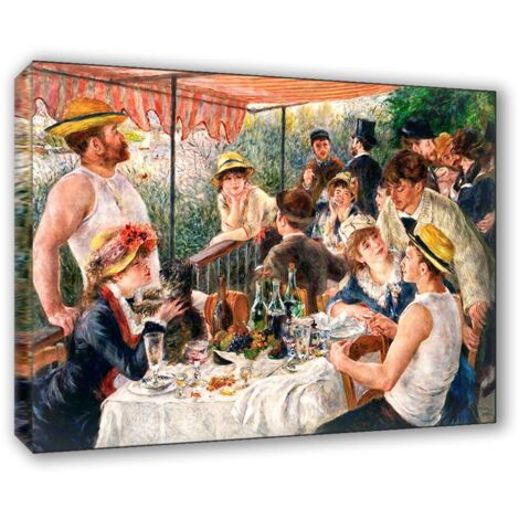 Lupia - Quadro su Tela il Meglio dell'Arte, 70x100 cm LA COLAZIONE DEI CANOTTIERI - RENOIR, Riproduzione d'Arte su Tela, Montato su Telaio in Legno 3 cm, Made in Italy