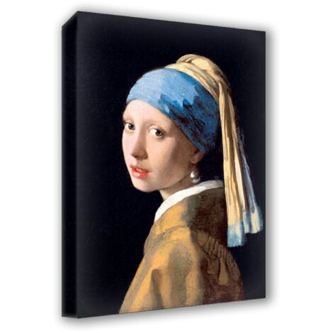 Lupia - Quadro su Tela il Meglio dell'Arte, 70x100 cm RAGAZZA CON L'ORECCHINO DI PERLA - VERMEER, Riproduzione d'Arte su Tela, Montato su Telaio in Legno 3 cm, Made in Italy