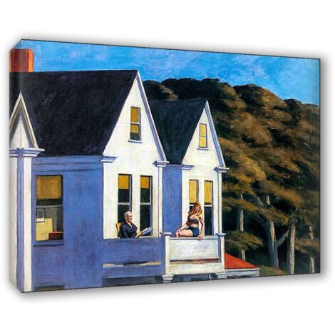 Lupia - Quadro su Tela il Meglio dell'Arte, 70x100 cm SECOND STORY SUNLIGHT - HOPPER, Riproduzione d'Arte su Tela, Montato su Telaio in Legno 3 cm, Made in Italy