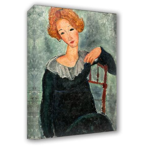 Lupia - Quadro su Tela il Meglio dell'Arte, 70x100 cm WOMAN WITH RED HAIR - MODIGLIANI, Riproduzione d'Arte su Tela, Montato su Telaio in Legno 3 cm, Made in Italy