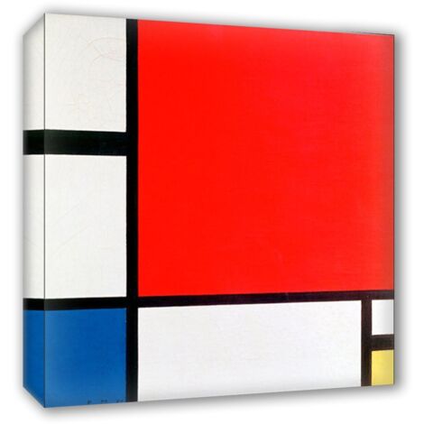 Lupia - Quadro su Tela il Meglio dell'Arte, 80x80 cm COMPOSITION II - MONDRIAN, Riproduzione d'Arte su Tela, Montato su Telaio in Legno 3 cm, Made in Italy