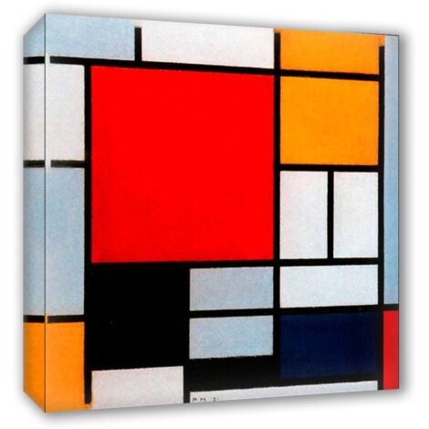 Lupia - Quadro su Tela il Meglio dell'Arte, 80x80 cm COMPOSITION WITH LARGE - MONDRIAN, Riproduzione d'Arte su Tela, Montato su Telaio in Legno 3 cm, Made in Italy