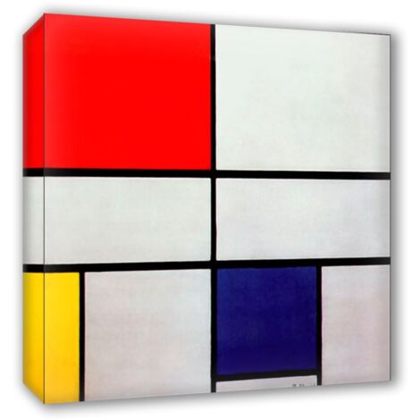 Lupia - Quadro su Tela il Meglio dell'Arte, 80x80 cm COMPOSITION WITH RED - MONDRIAN, Riproduzione d'Arte su Tela, Montato su Telaio in Legno 3 cm, Made in Italy