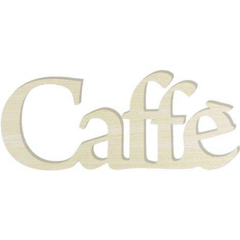 Lupia - Scritta in Legno 3D CAFFE', WOODWRITE colorazione Shabby, Abbellisci Casa o Negozio, Made in Italy, Facile da Appendere o Appoggiare, 55x24x1 cm, legno ecologico MDF