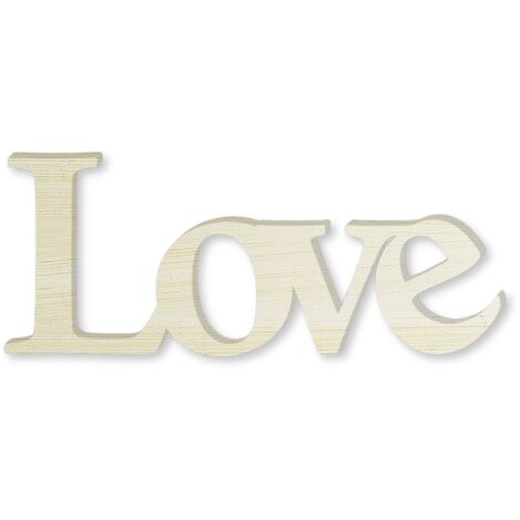 Lupia - Scritta LOVE in Legno 3D, colorazione Shabby, WOODWRITE, Decorazione Artigianale, Facile da Appendere o Appoggiare su tavola, Made in Italy, 45x20x1 cm, Legno ecologico MDF