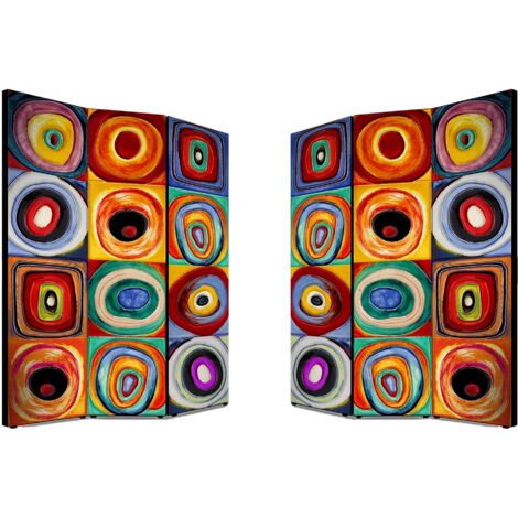 Lupia - Separe' Divisorio Paravento FARBSTUDIE QUADRATE 176x135,6x3,2 cm 3 Ante in Legno con Tela stampata Fronte Retro bifacciale