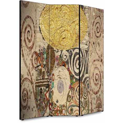 Lupia - Separe' per interni, Divisorio 135,6 x H 176 x P 3,1 cm COMPOSITION STYLE KLIMT paravento 3 Ante in legno con Tele stampate fronte retro Soggetto unico