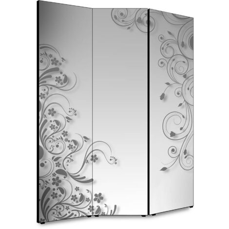 Lupia - Separe' per interni, Divisorio 135,6 x H 176 x P 3,1 cm MODERN FLOWER GREY paravento 3 Ante in legno con Tele stampate fronte retro Soggetto unico