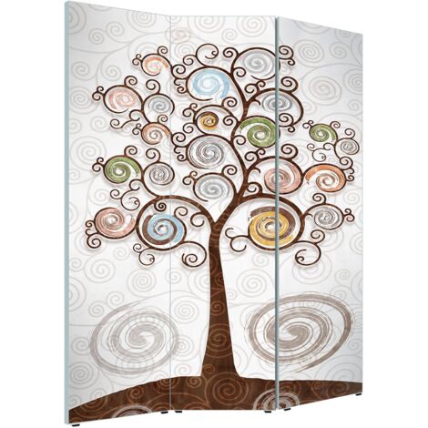 Lupia - Separe' per interni, Divisorio 135,6 x H 176 x P 3,1 cm TREE WHITE paravento 3 Ante in legno con Tele stampate fronte retro Soggetto unico
