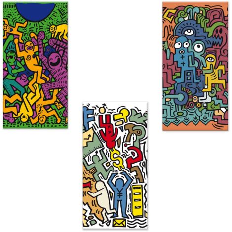 Lupia - Set 3 Quadri su Tela CANVAS DAY POP 38x75 cm popart, Stampa Vivida, Pronto da Appendere, Decorazione per Soggiorno, Capezzale Testiera Camera da Letto, Cucina, Ufficio