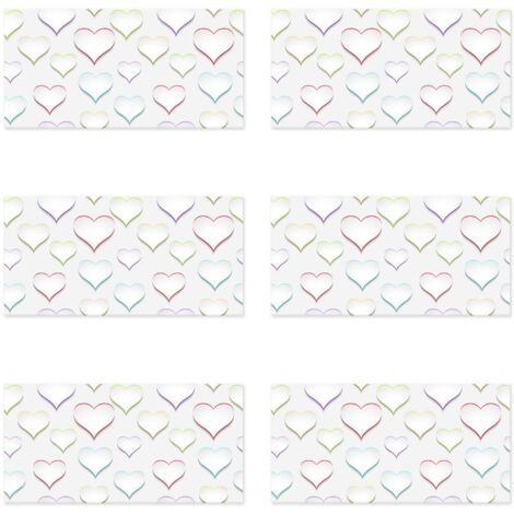 Lupia - Set 6 pezzi Pannelli di Rivestimento parete e altre superfici Decorazione Modulare 50x100 cm HEART OUTLINE COLOR