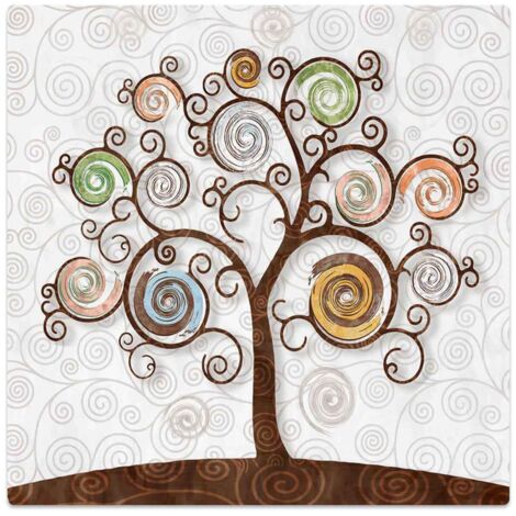 Lupia - Sottotutto decorato Albero della Vita in Legno QUADRATO Sotto bicchiere, piatto, pentola TREE WHITE 32x32 cm