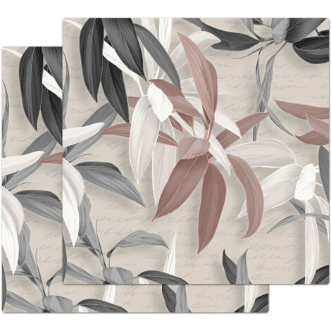 Lupia - Sottotutto decorato con stampa a colori in Legno QUADRATO Sotto bicchiere, piatto, pentola con varie dimensioni 20x20 cm Set 2 pz - LEAVES MIX