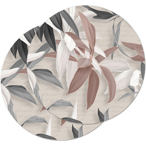Lupia - Sottotutto decorato con stampa a colori in Legno ROTONDO Sotto bicchiere, piatto, pentola con varie dimensioni diam. 20 cm Set 2 pz - LEAVES MIX
