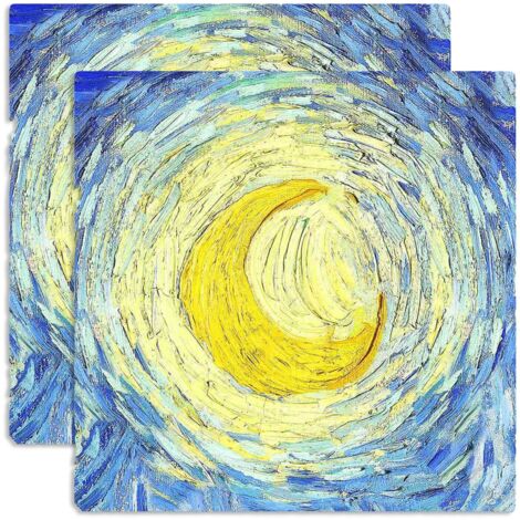 Lupia - Sottotutto decorato in Legno QUADRATO Sotto bicchiere, piatto, pentola NOTTE STELLATA 20x20 cm Set 2 pz