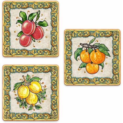 Lupia - SOTTOTUTTO Quadrato Collezione FRUIT Set assortito Sottobicchiere, Sottopiatto o Sottopentola, segnaposto, bomboniera in legno decorato con stampa 108 pz 10x10 cm sotto bicchieri