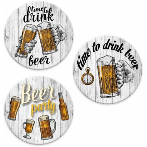 Lupia - SOTTOTUTTO Rotondo Collezione BEER Set assortito Sottobicchiere, Sottopiatto o Sottopentola, segnaposto, bomboniera in legno decorato con stampa 48 pz Ø 20 cm sotto piatto, pentola