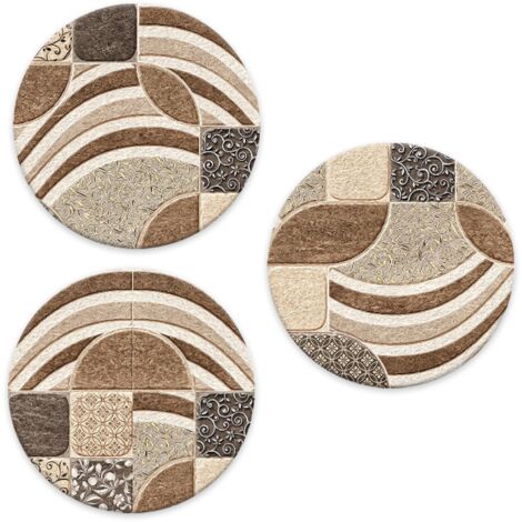 Lupia - SOTTOTUTTO Rotondo Collezione LEAVES TILES Set assortito Sottobicchiere, Sottopiatto o Sottopentola, segnaposto, bomboniera in legno decorato con stampa 48 pz Ø 20 cm sotto piatto, pentola