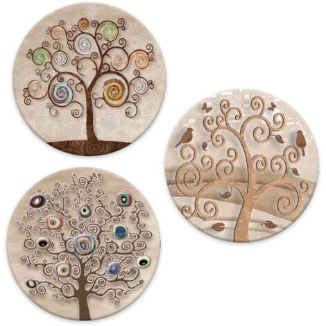 Lupia - SOTTOTUTTO Rotondo Collezione TREE Set assortito Sottobicchiere, Sottopiatto o Sottopentola, segnaposto, bomboniera in legno decorato con stampa 108 pz Ø 10 cm sotto bicchieri