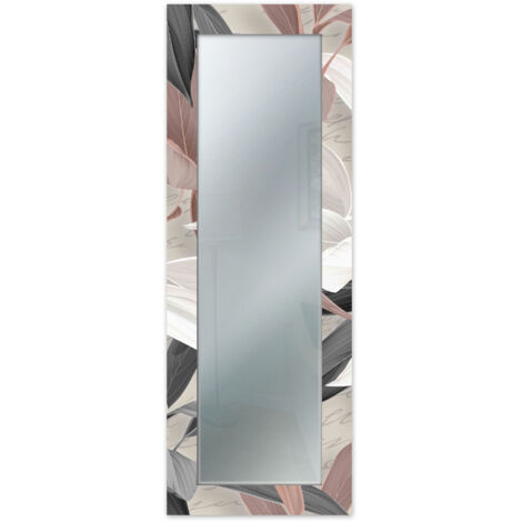 Lupia - Specchio da Parete Lungo MIRROR FANTASY LEAVES MIX 52x152 cm, Moderno, Cornice in Legno Stampato, Adatto per Camera da Letto, Soggiorno, Ingresso, Specchiera Verticale e Orizzontale