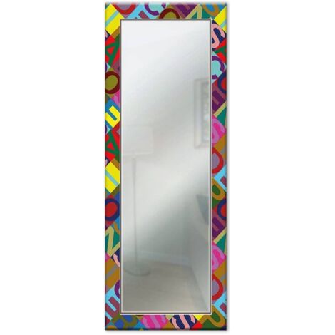 Lupia - Specchio da Parete Lungo MIRROR FANTASY LETTERS BLACK 44X127 cm, Design Moderno, Cornice in Legno Stampata, Ideale per Camera da Letto e Soggiorno, Legno Letters  Color